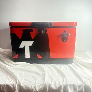 Tecate Beer Cooler Red Metal Vintage Beverage Ice Chest With Bottle Opener